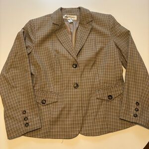 Rena Rowan Plaid Blazer in Brown and Taupe